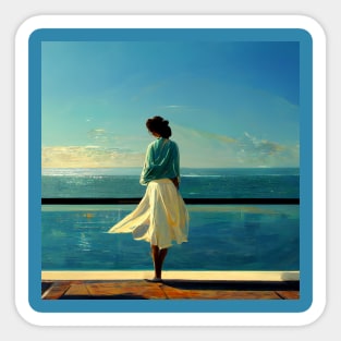 Calm peaceful woman in a tranquil setting Sticker